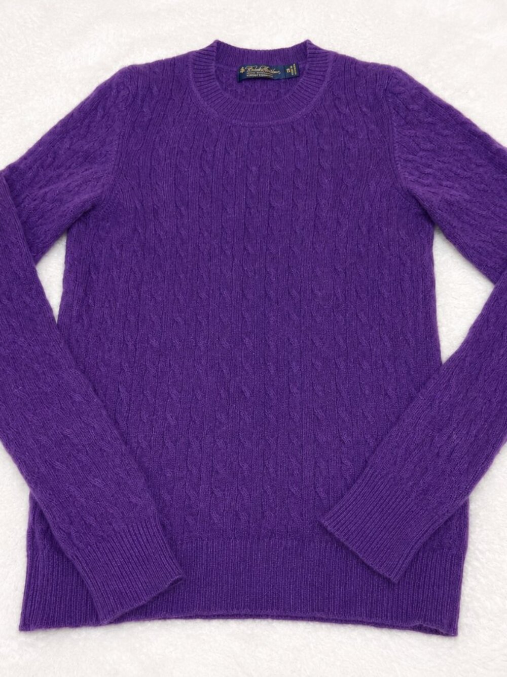 Brooks Brothers Italian Cashmere Cable Knit Sweater Purple XS Scotland Luxury